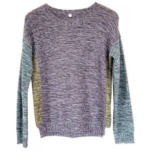 Margaret O'Leary Purple, Blue & Olive Colorblock Crewneck Sweater